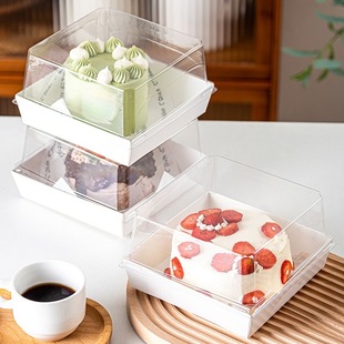 4寸蛋糕包装盒千层慕斯巴斯克打包盒防雾加高盒烘焙甜品三明治盒