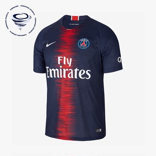 Nike PSG男子运动训练透气短袖 足球球衣894432 411 耐克正品