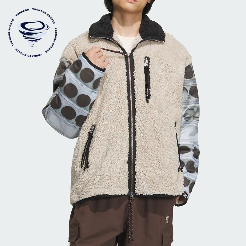 阿迪达斯加绒运动宽松夹克外套