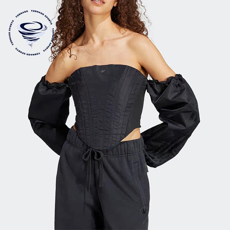 Adidas/阿迪达斯正品三叶草男女新款运动紧身露肩上衣HR3426
