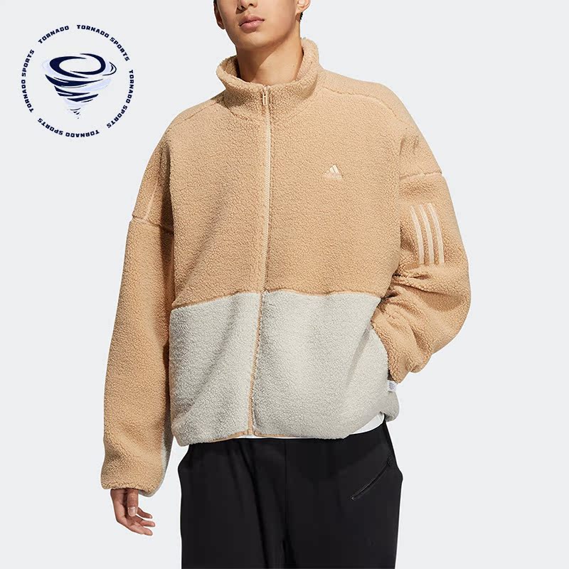 阿迪达斯立领羊羔绒夹克男子运动