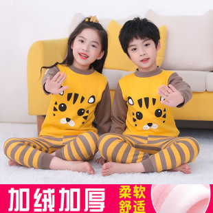 儿童保暖内衣套装加绒加厚中领男童女童中大童初中学生毛衫秋冬季