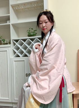 明制汉服提花牡丹交领袄夹袄 琵琶袖上衣上袄 量身定制