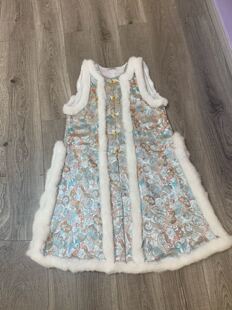 冬款汉服长款比甲 织锦花纹加绒长比甲