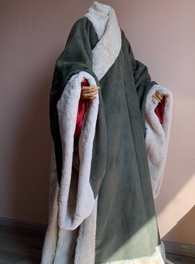 加厚冬款明制交领汉服 短绒大氅氅衣男女cp款大袖汉服定制