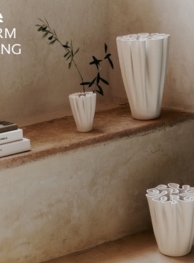 丹麦ferm LIVING Dedali Vase陶瓷迷宫花瓶陶瓷摆件 北欧花器