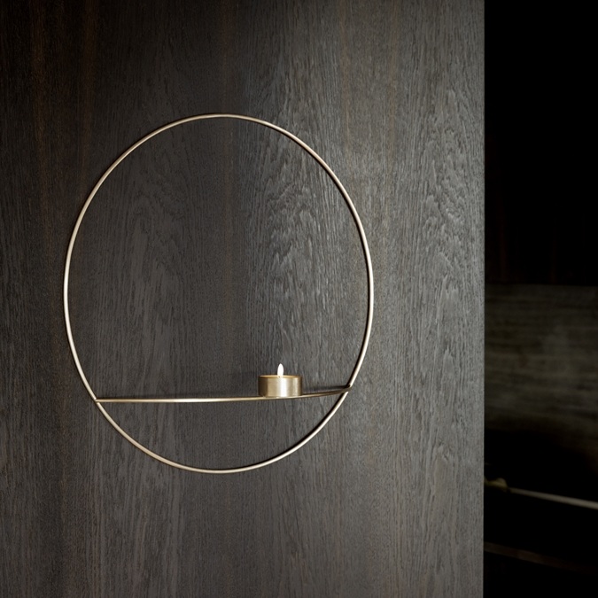 现货丹麦北欧简约金属圆形烛台