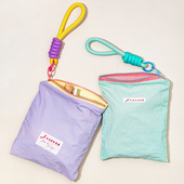 化妆包便携外出薄款 马卡龙撞色口红化妆品收纳袋高颜值简约拉链包