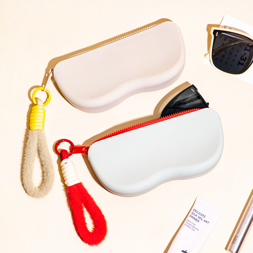 硅胶眼镜袋便携式墨镜太阳镜收纳包手提眼镜盒眼镜袋带挂绳收纳盒