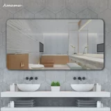 Gương phòng tắm Amumu treo tường gương thông minh đèn led gương treo tường chậu rửa mặt gương phòng tắm chống sương mù dạ quang