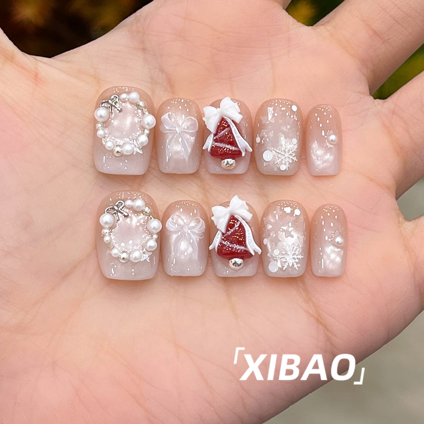 纯手工制作高品质圣诞绝美穿戴甲