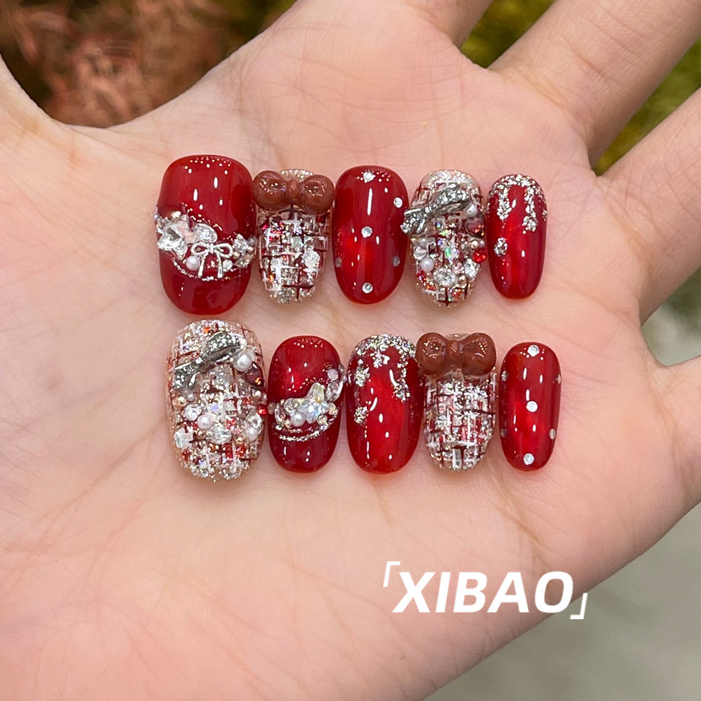 红色穿戴甲轻奢高级感绝美短款穿戴美甲2025新款手工猫眼指甲贴片,彩妆/香水/美妆工具,穿戴甲/甲片,淘宝优惠券,粉丝福利购,淘宝优惠卷