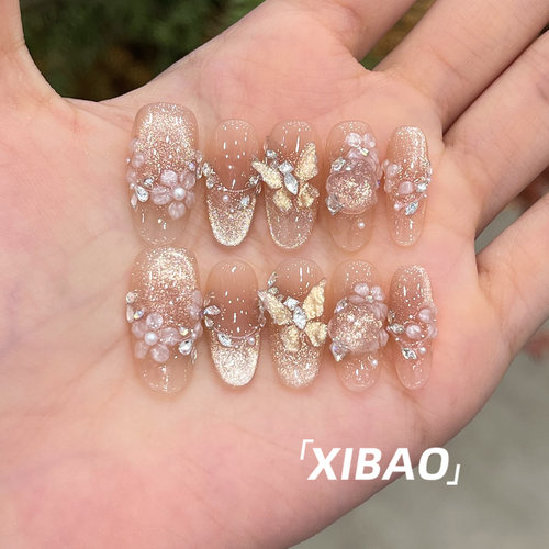 纯手工不掉钻精致重工新娘穿戴甲