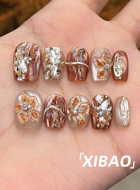 短款穿戴甲2025新款高级感秋冬穿戴款美甲纯手工精致绝美指甲贴片