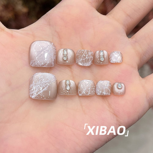 猫眼脚穿戴甲2026新款高级感夏日穿戴美甲成品手工猫眼脚趾甲贴片