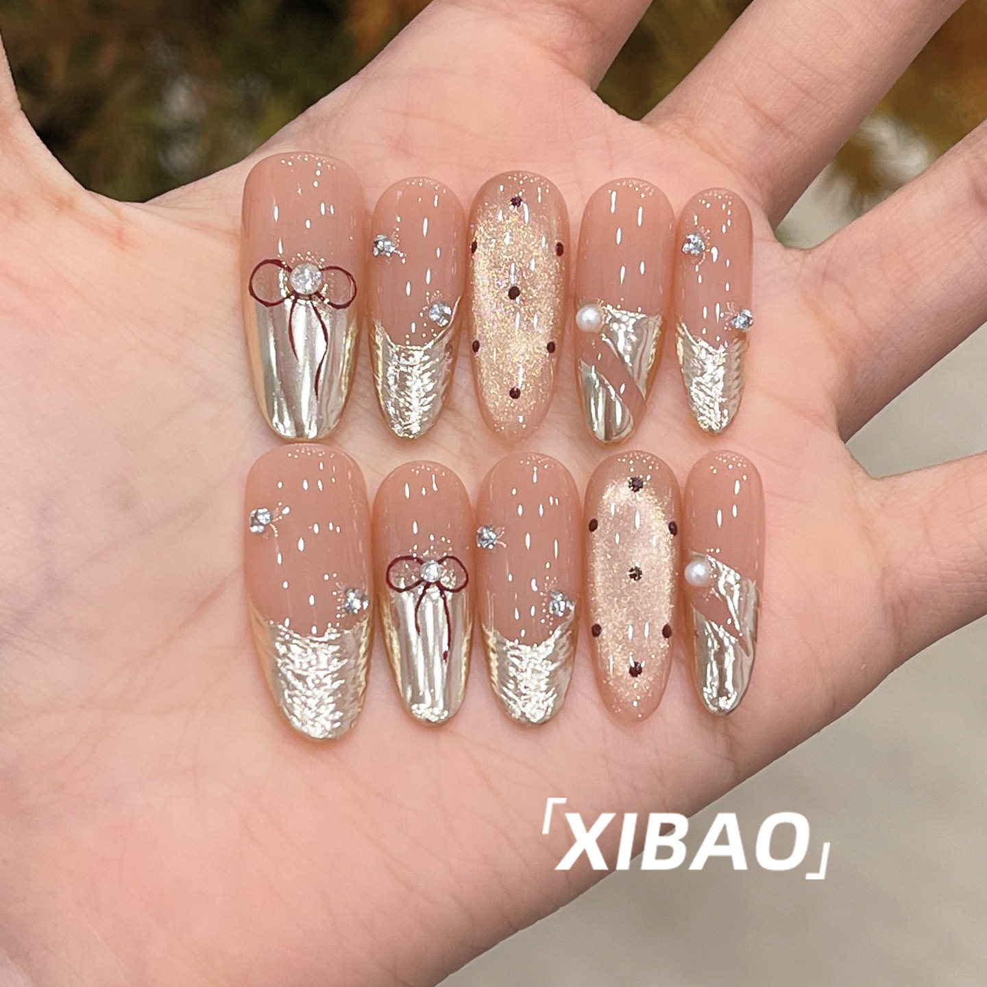 裸色穿戴甲2025新款高级感猫眼穿戴美甲长款手工显白法式指甲贴片,彩妆/香水/美妆工具,穿戴甲/甲片,淘宝优惠券,粉丝福利购,淘宝优惠卷