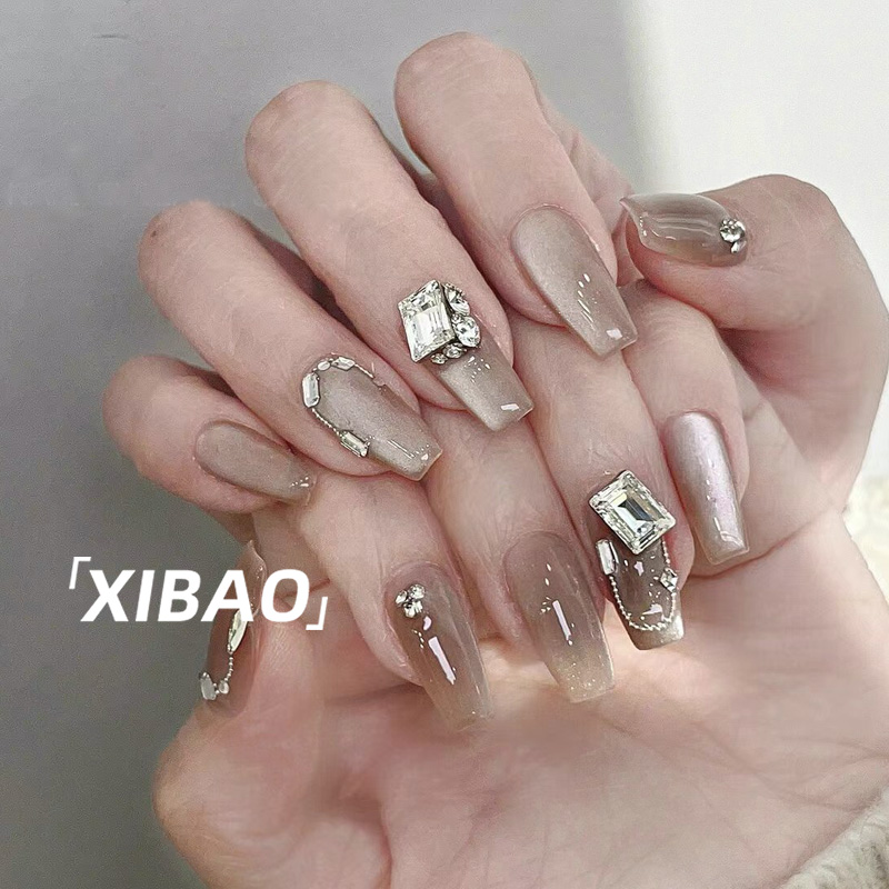 猫眼穿戴甲高级感网红爆款美甲成品2025年新款秋冬纯手工指甲贴片