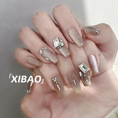 猫眼穿戴甲高级感网红爆款美甲成品2025年新款秋冬纯手工指甲贴片