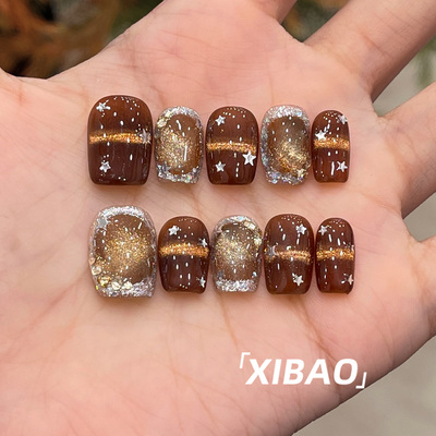 纯手工制作高质量秋冬显白美甲