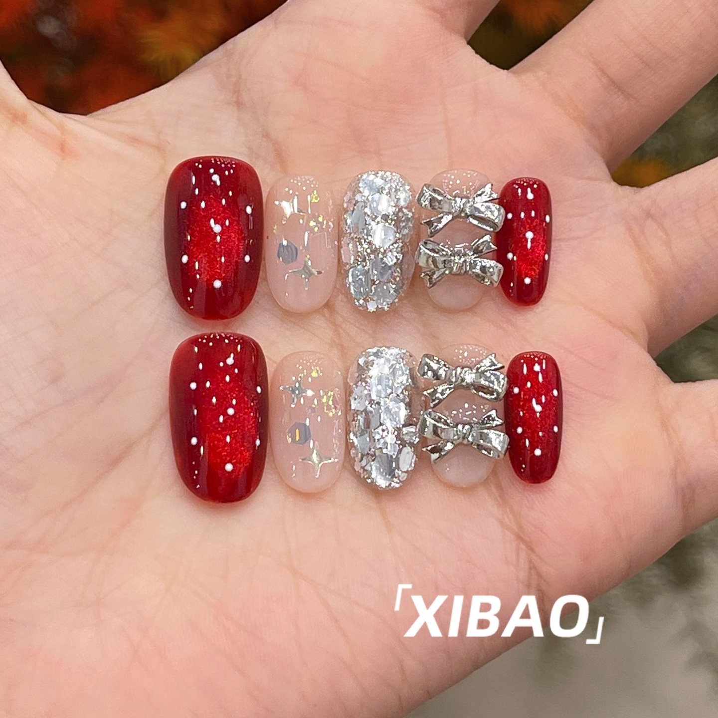 红色猫眼穿戴甲秋冬高级感显白穿戴美甲2025新款手工短款指甲贴片,彩妆/香水/美妆工具,穿戴甲/甲片,淘宝优惠券,粉丝福利购,淘宝优惠卷