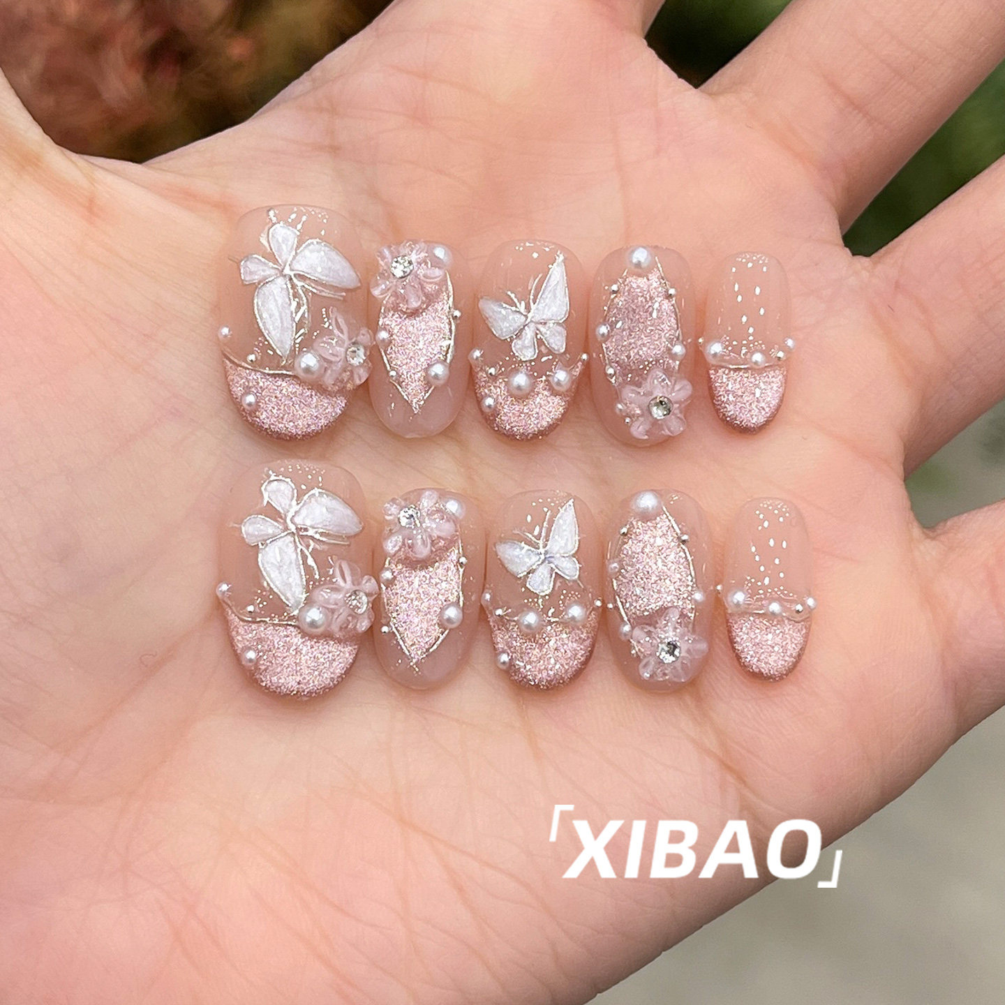 粉色法式穿戴甲轻奢高级感短款新娘穿戴美甲2026新款手工指甲贴片,彩妆/香水/美妆工具,穿戴甲/甲片,淘宝优惠券,粉丝福利购,淘宝优惠卷