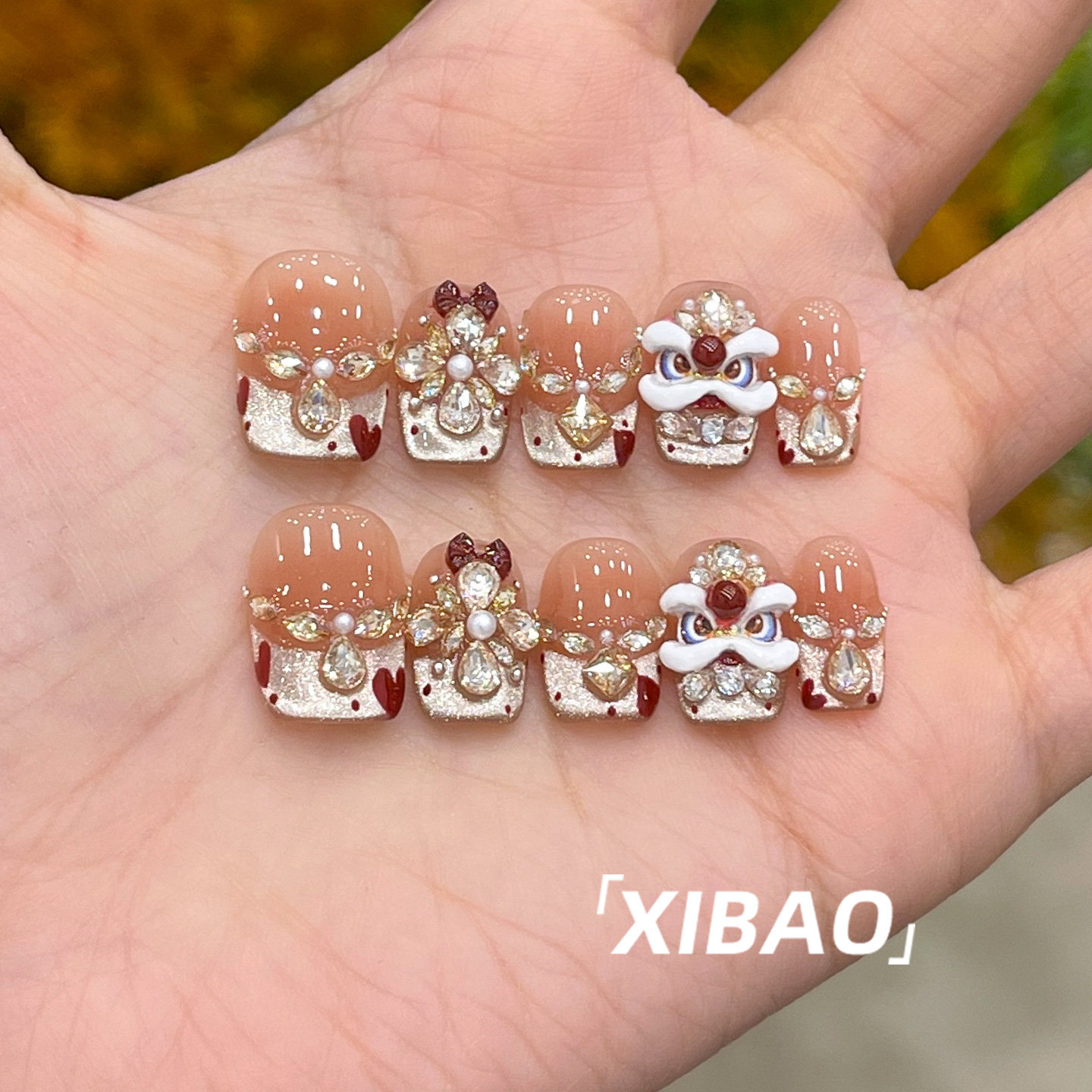 醒狮穿戴甲秋冬高级感短款法式指甲贴片2025新款手工绝美穿戴美甲,彩妆/香水/美妆工具,穿戴甲/甲片,淘宝优惠券,粉丝福利购,淘宝优惠卷