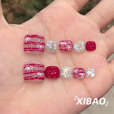 脚趾甲贴片2025新款高级感纯手工甲片穿戴式美甲夏天绝美脚穿戴甲