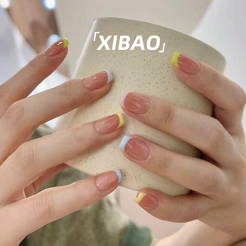 马卡龙美甲穿戴甲短款高端手工定制指甲贴片绝美高质量甲片穿戴式