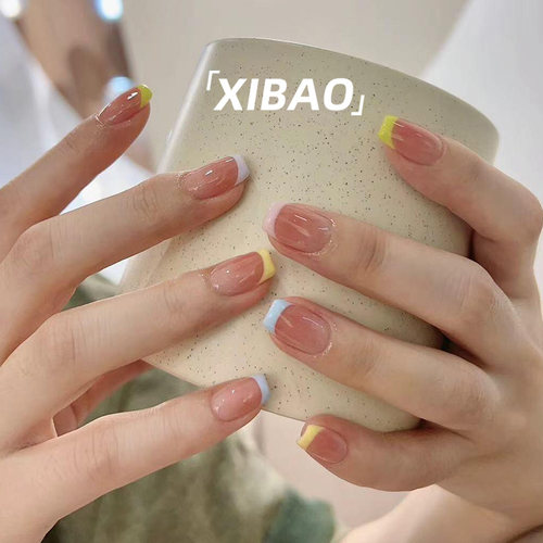 马卡龙美甲穿戴甲短款高端手工定制指甲贴片绝美高质量甲片穿戴式