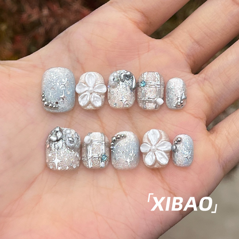 纯手工穿戴甲短款高质量甲片穿戴式美甲2025新款夏天绝美指甲贴片