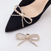 扣女士高跟鞋 珍珠钻鞋 装 花百搭轻奢细款 夹五金配件 饰鞋 蝴蝶结鞋