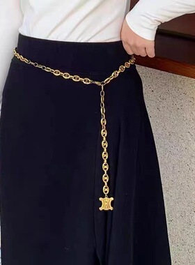 韩派女士小香风凯旋门金属腰链