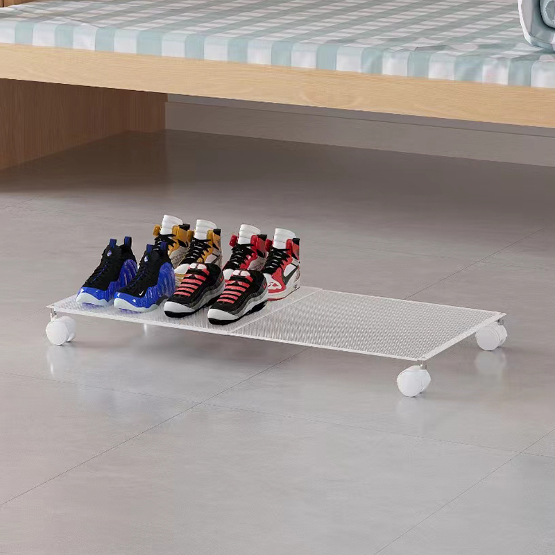 宿舍床底抽拉鞋架子可伸缩床下带轮鞋子收纳神器学生寝室门口多层