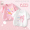 Pure cotton ruffled short sleeved 2-piece set of pink starry sky egg and white cute pink rabbit