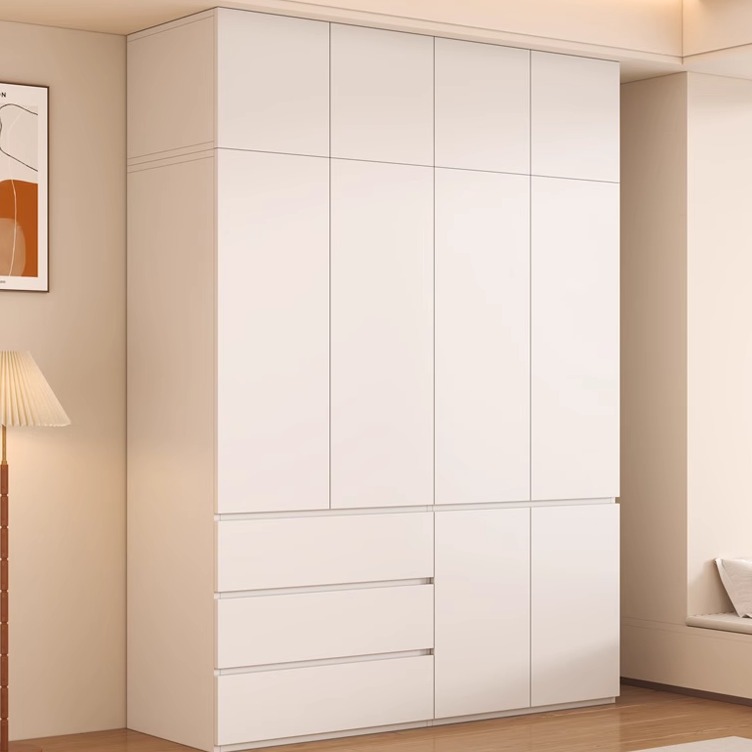 奶油风衣柜加厚实木免拉手衣柜