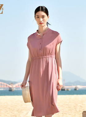 佐尔美高质感 休闲时尚无袖桑蚕丝真丝连衣裙女E32LS42