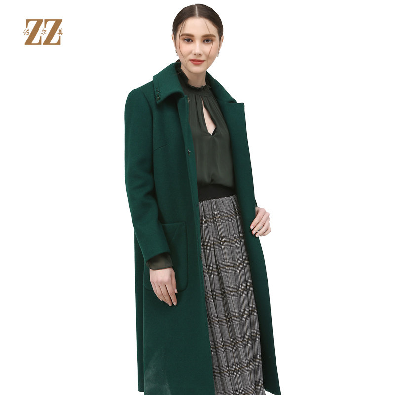 佐尔美冬季女装纯色百搭修身显瘦羊毛呢子大衣外套e74zz36