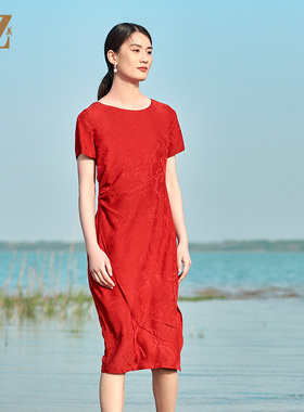 佐尔美夏季新款 桑蚕丝真丝提花桑波缎连衣裙女E22LS83