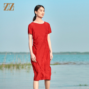 佐尔美优雅气质 桑蚕丝真丝提花桑波缎连衣裙女E22LS83