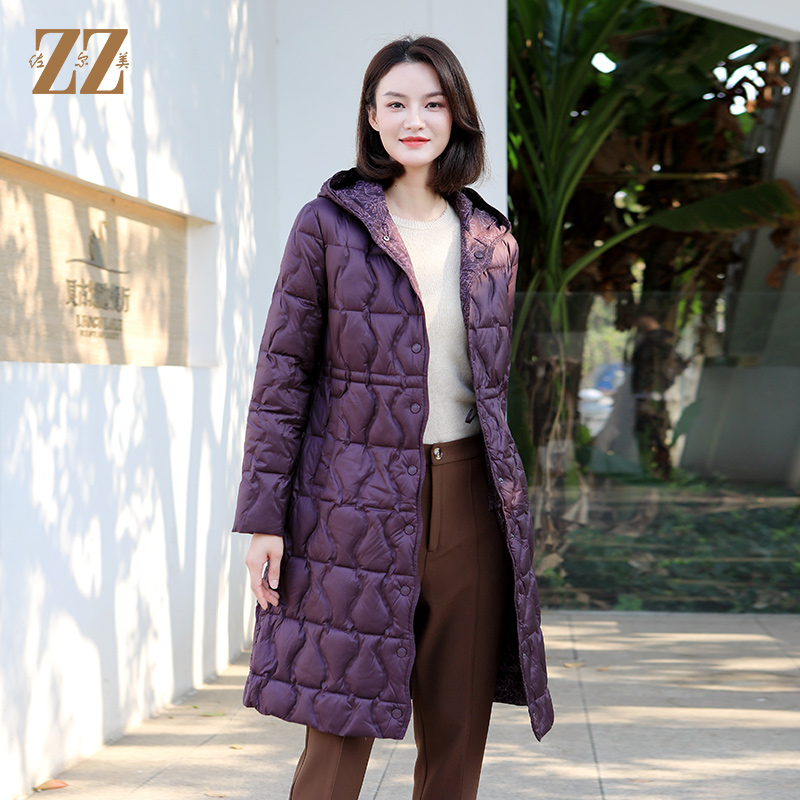 佐尔美中长款连帽双面穿羽绒服