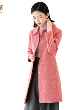 佐尔美商场同款气质时尚修身显瘦千鸟格纹绒软毛呢外套E04SM01