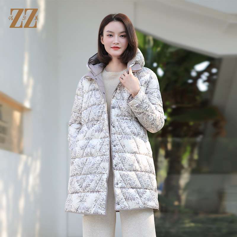 佐尔美中长款双面穿连帽羽绒服