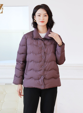 佐尔美冬季新款 简约时尚波浪纹短款羽绒服女E34YY04