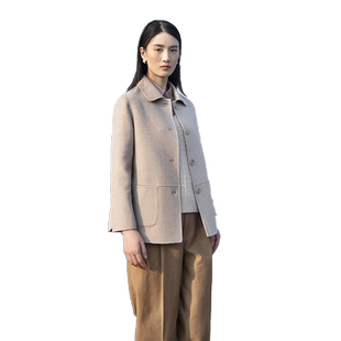 佐尔美佐尔美时尚 冬季新款时尚气质羊毛双面呢中褛外套女E14SM04