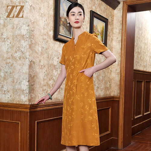 红云纱桑波缎提花连衣裙佐尔美