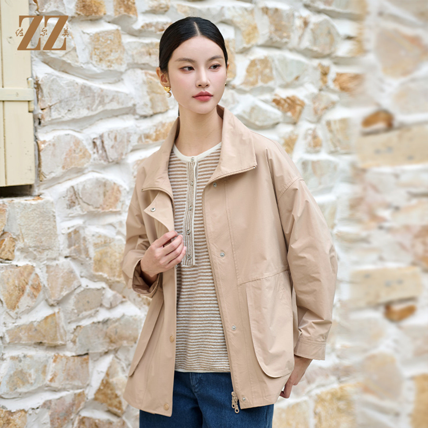 佐尔美时尚气质简约风衣外套女M43FZ06A
