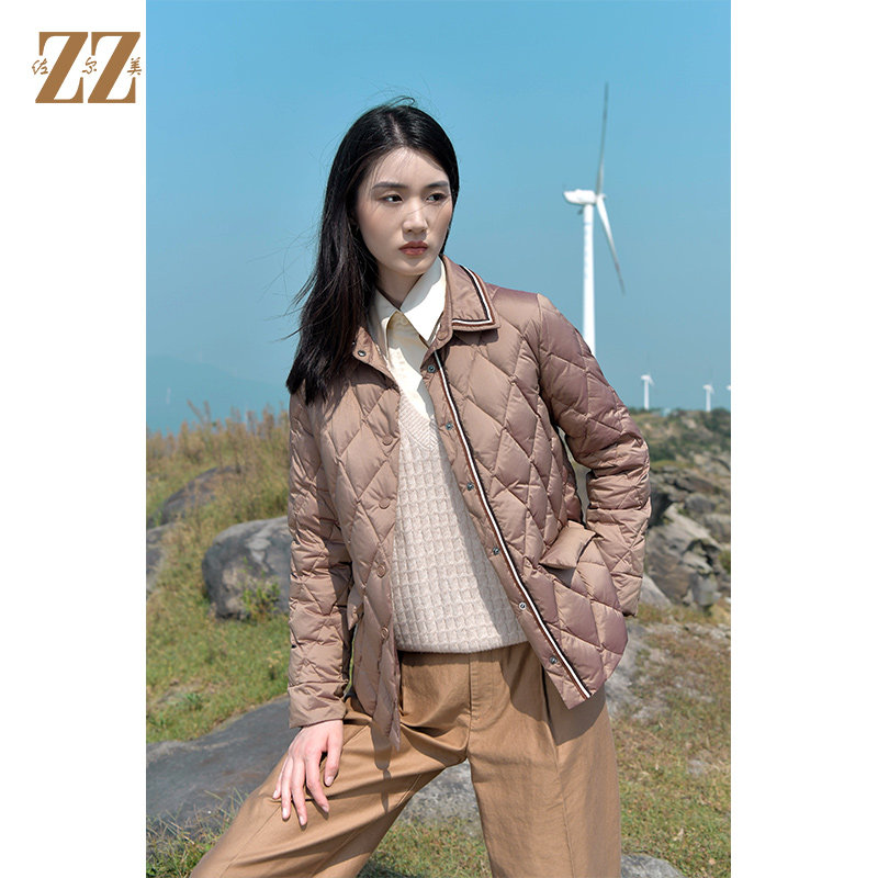 佐尔美时尚新款 轻薄蓬松保暖短款休闲运动风羽绒服女E14YY02