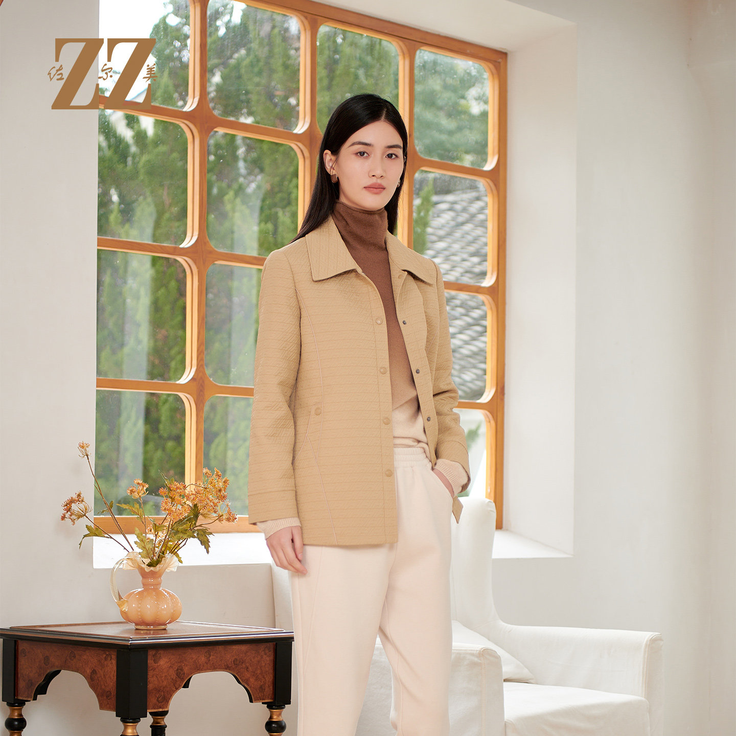 佐尔美经典纯色老钱风简约风衣外套上衣女E33FZ13