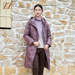 佐尔美冬季新款 时尚气质连帽中长款羽绒服女M44YY09