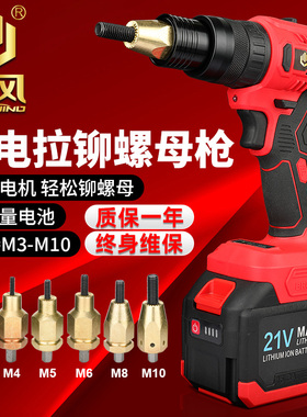 台湾皇风WOT无刷21V铆螺母枪锂电动拉母枪拉铆枪拉帽枪罗姆柳螺丝